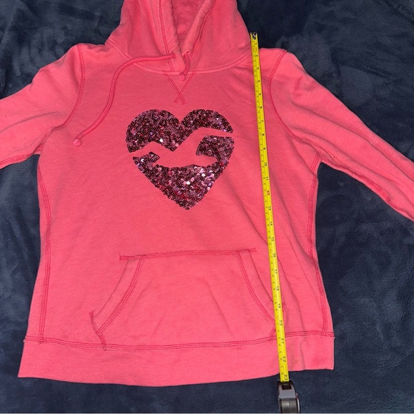 Y2K Hollister Pink Heart Sequin Bird Logo Sweatshirt/Hoodie - Picture 7 of 9